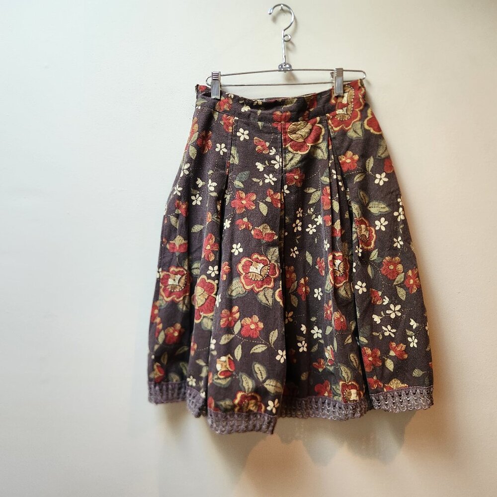 5/$25 Brown floral high waist skirt / S